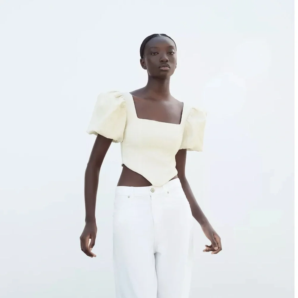 NEW ZARA TEXTURED VOLUME CORSET TOP